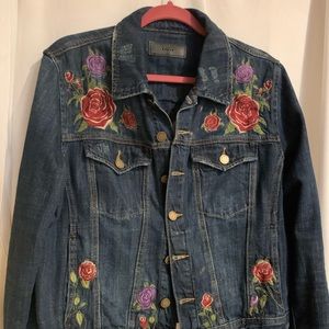 Flower embroidered jean jacket